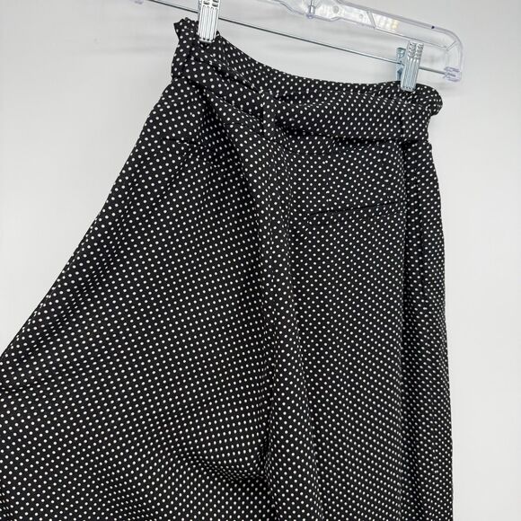 Zara Black & White Polka Dot Trouser Pants Belted Size Small - Picture 5 of 13